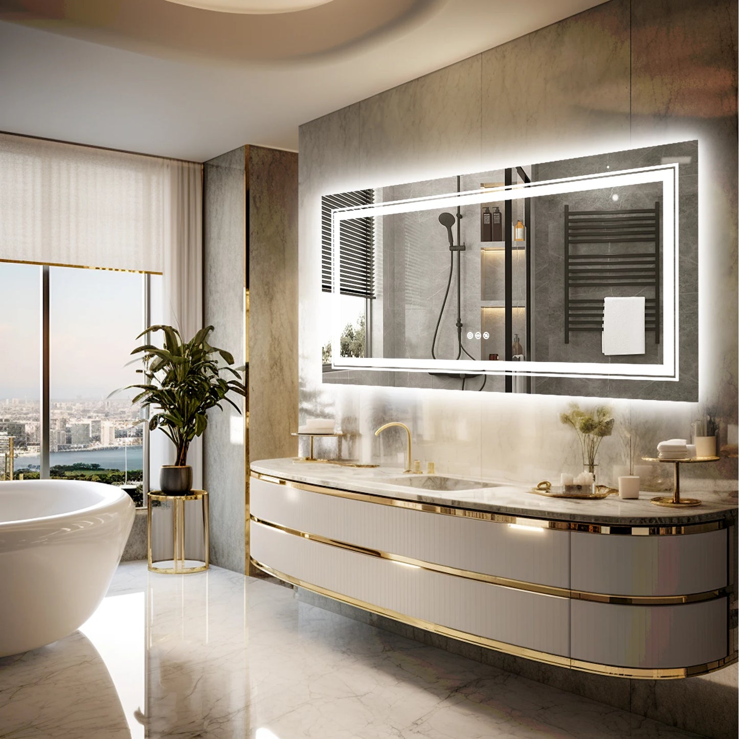 Wisfor LED Bathroom Mirror Front and Backlit Antifog Shatterproof Memory