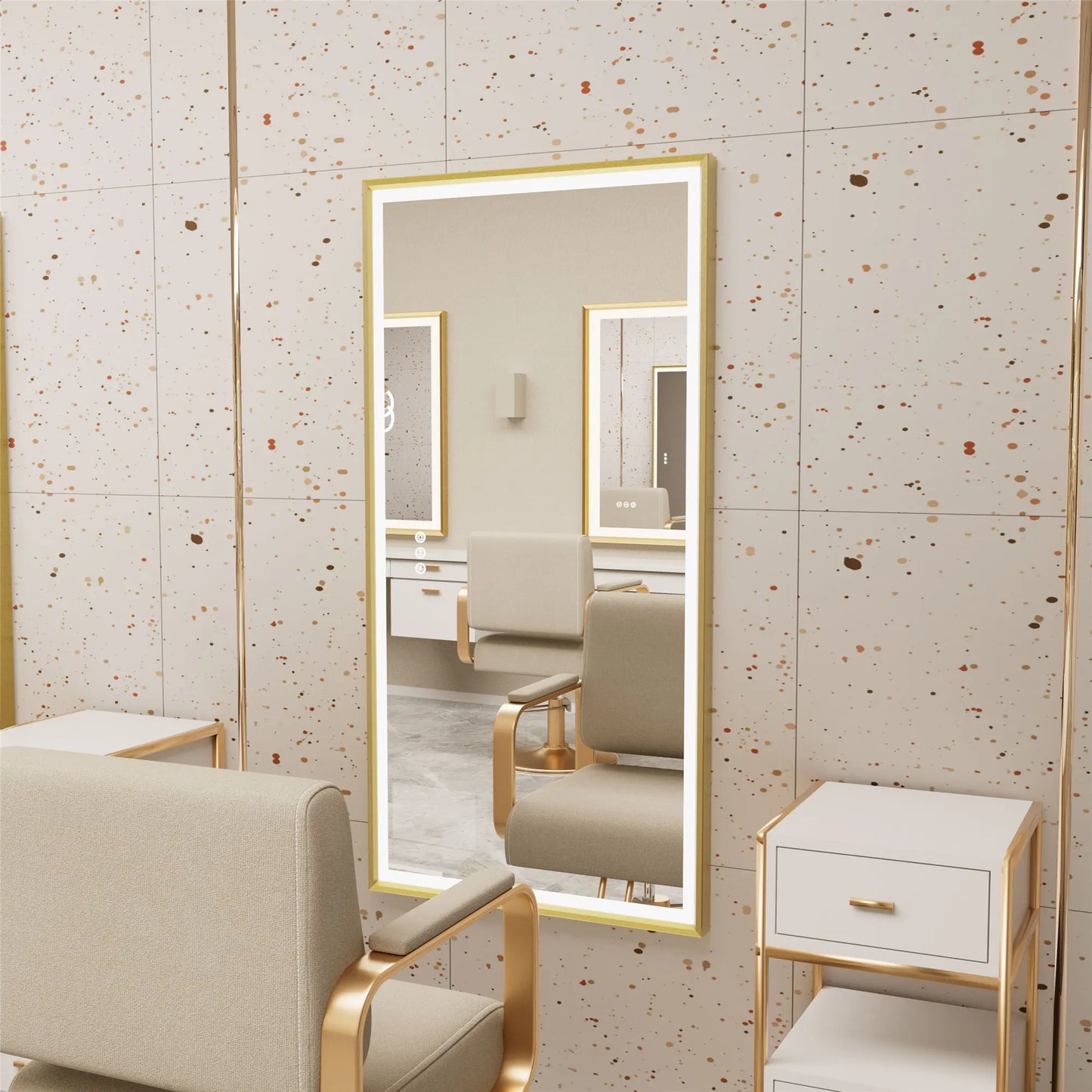 LED Bathroom Vanity Mirror With Aluminum Frame Front Lighted Modern
