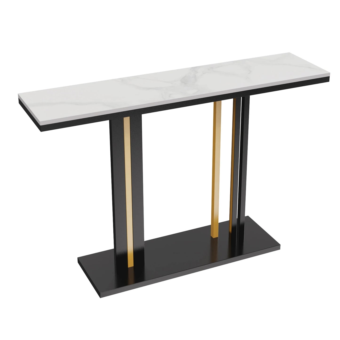 BINGOPAW Contemporary Console Table With Stone Top And Pedestal