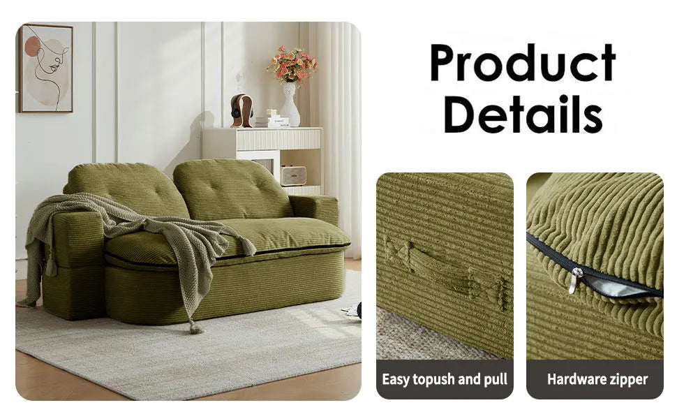 NONECN Convertible Folding Sofa Bed 2-In-1 Memory Foam Sleeper