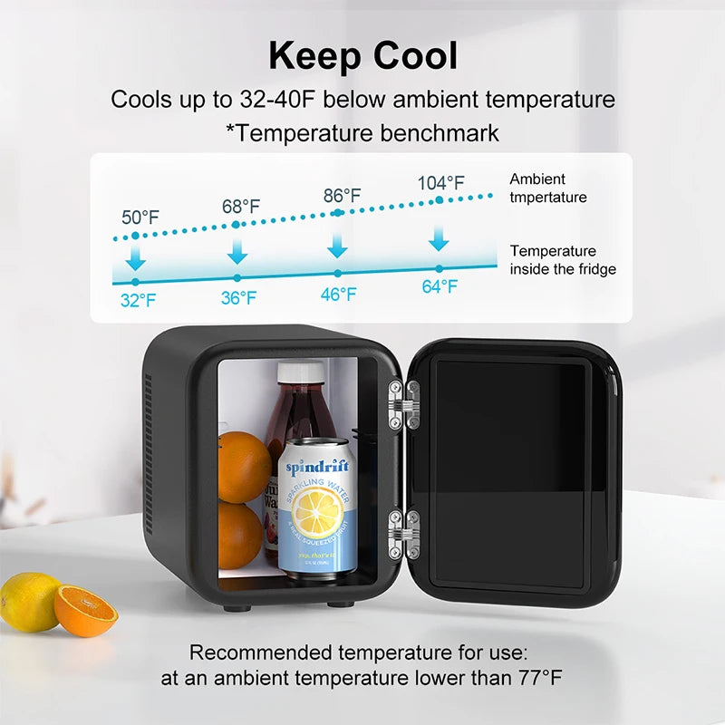 Crownful Mini Fridge for Beauty and Skincare Portable Car and Home