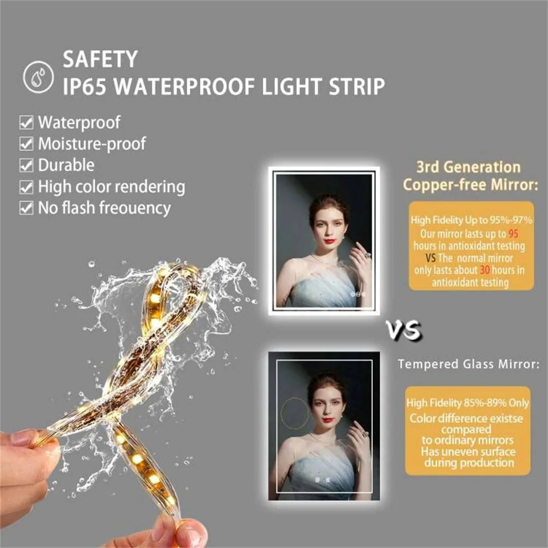 LUVODI Illuminated Backlit Bathroom Mirror With Dimmable LED Defog