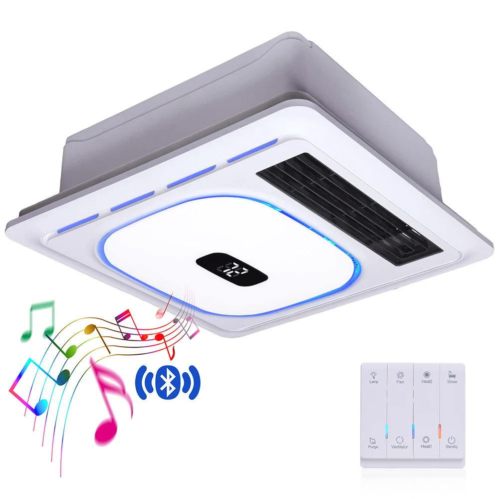 4-In-1 Bathroom Exhaust Fan With Bluetooth Speaker 1800W Heater