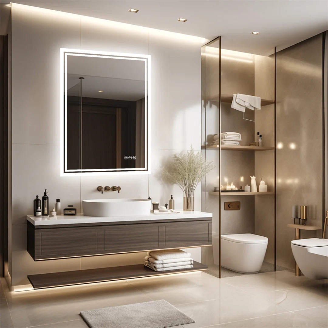 LUVODI Illuminated Backlit Bathroom Mirror With Dimmable LED Defog