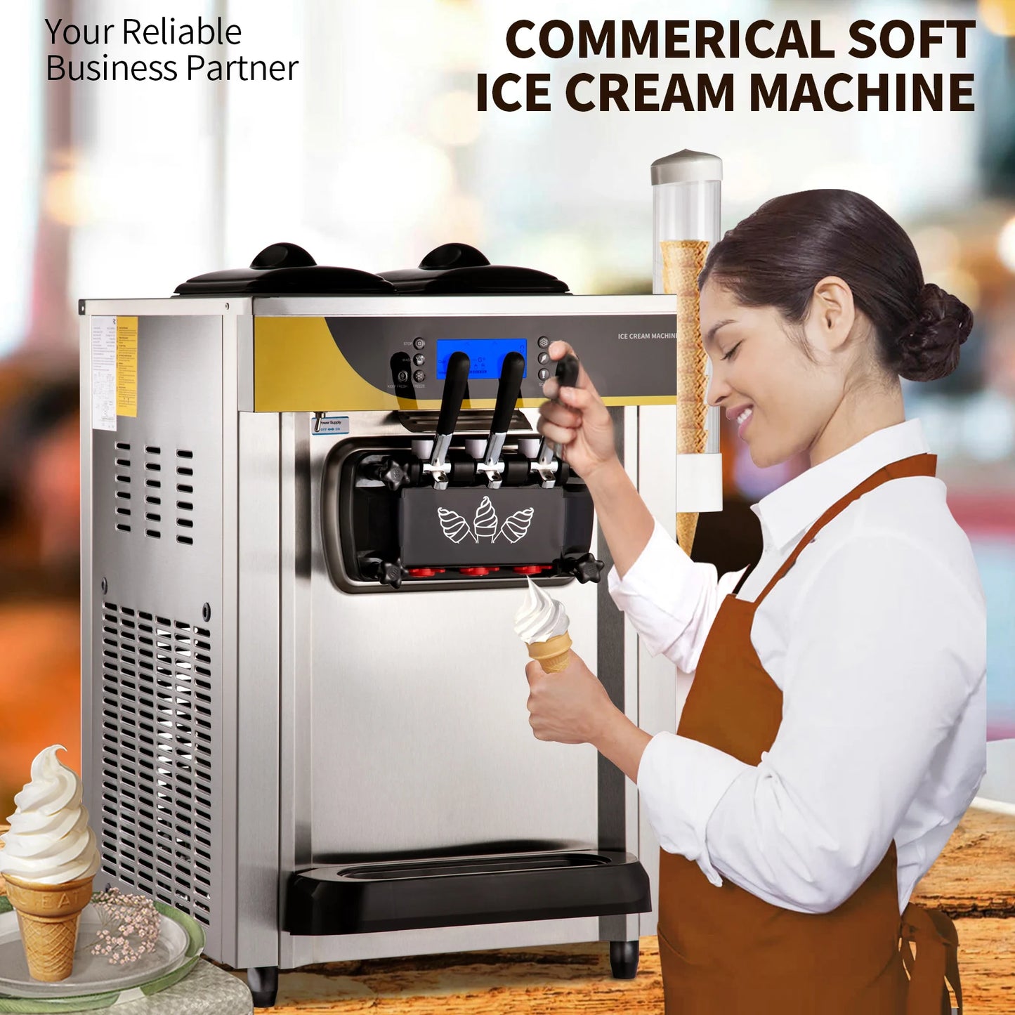 VEVOR Soft Ice Cream Machine Commercial 22 To 30 L