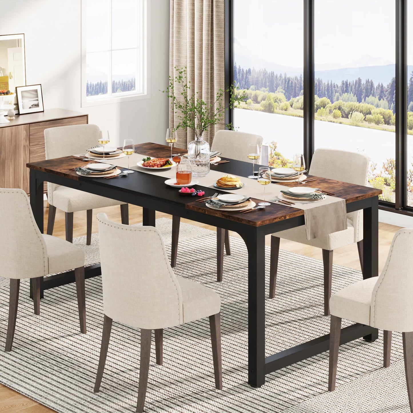 Tribesigns Rectangular Dining Table For 6 To 8 People