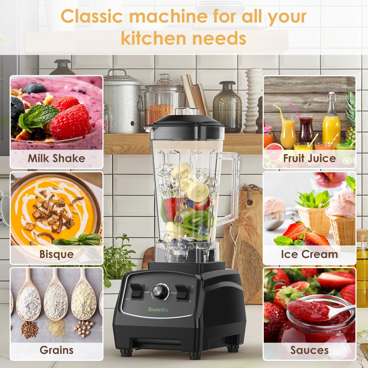 Biolomix BPA Free 3HP 2200W Commercial Blender Mixer Juicer