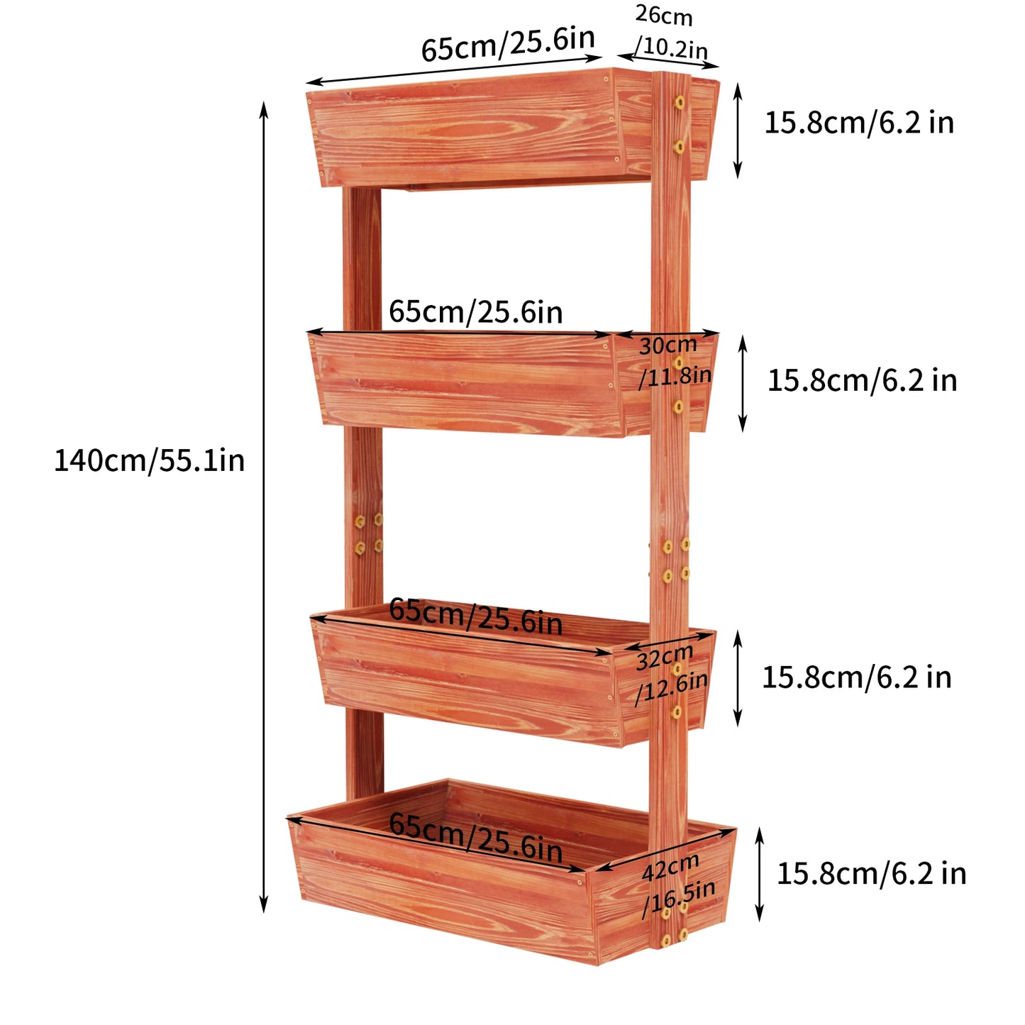 Wooden 4-Tier Raised Garden Bed With Vertical Planter Rack