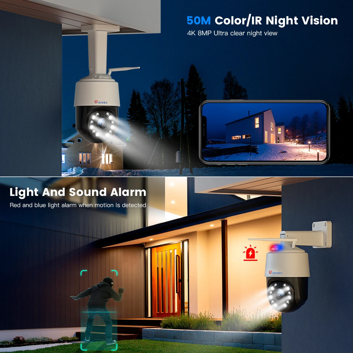 Ctronics 4K 8MP Outdoor WiFi Surveillance Camera With Auto Tracking