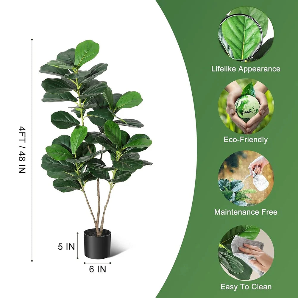 HiMISSCN Fiddle Leaf Fig Artificial Tree For Home Decor With Pot