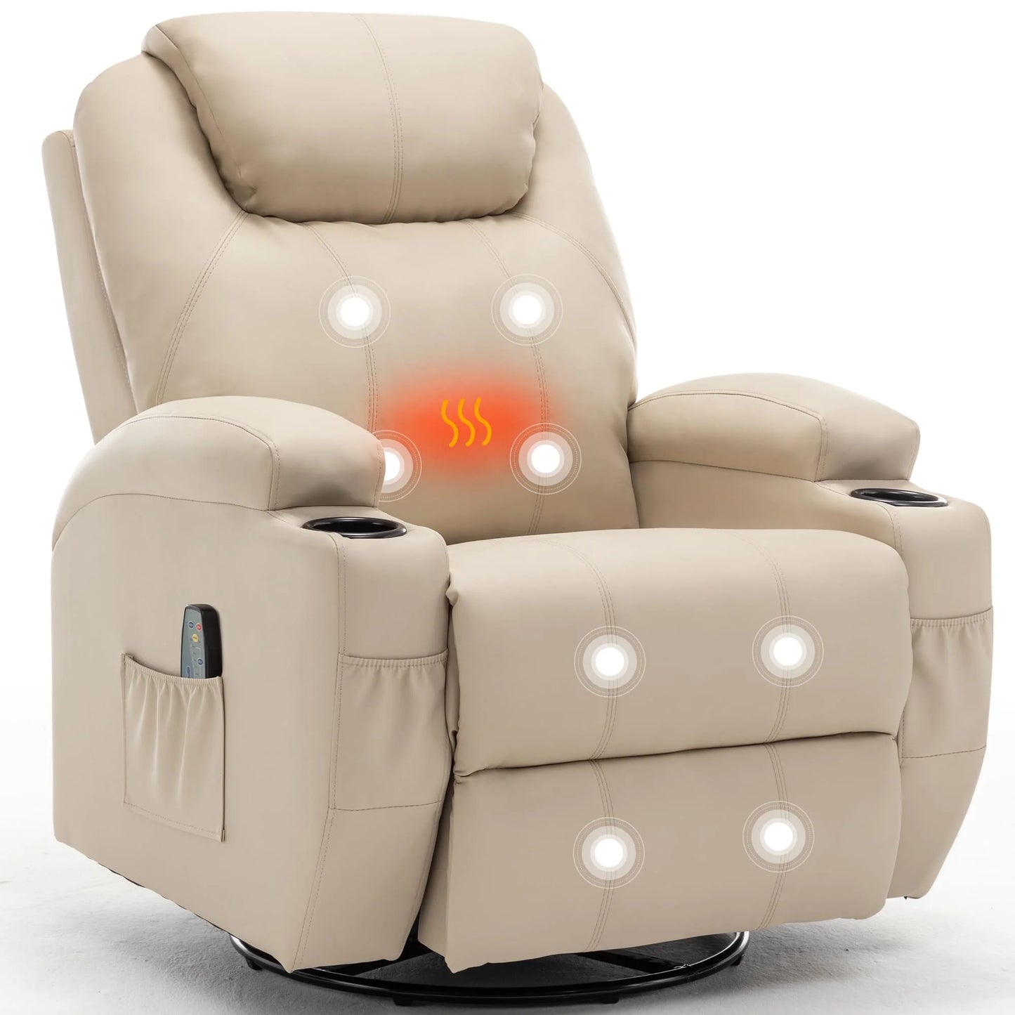 KORSER Recliner Chair With Massage And Heat 360 Swivel