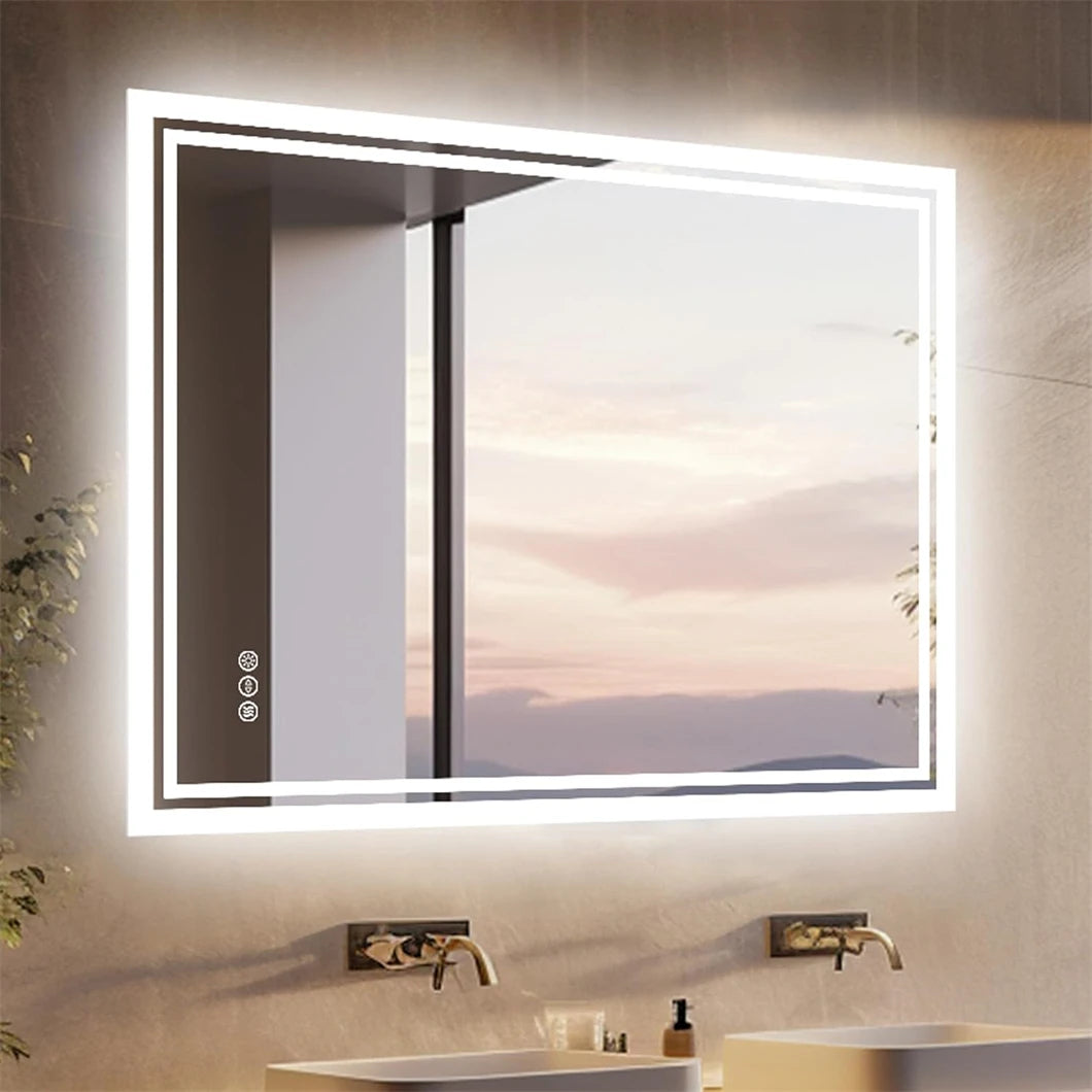 BORWART LED Wall Mounted Bathroom Mirror Backlit Fogless Demist Dimmable IP65