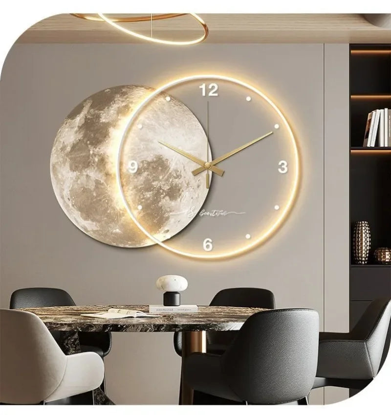 ZHUOLI Moon Earth Modeling LED Wall Clock With Silent Movement