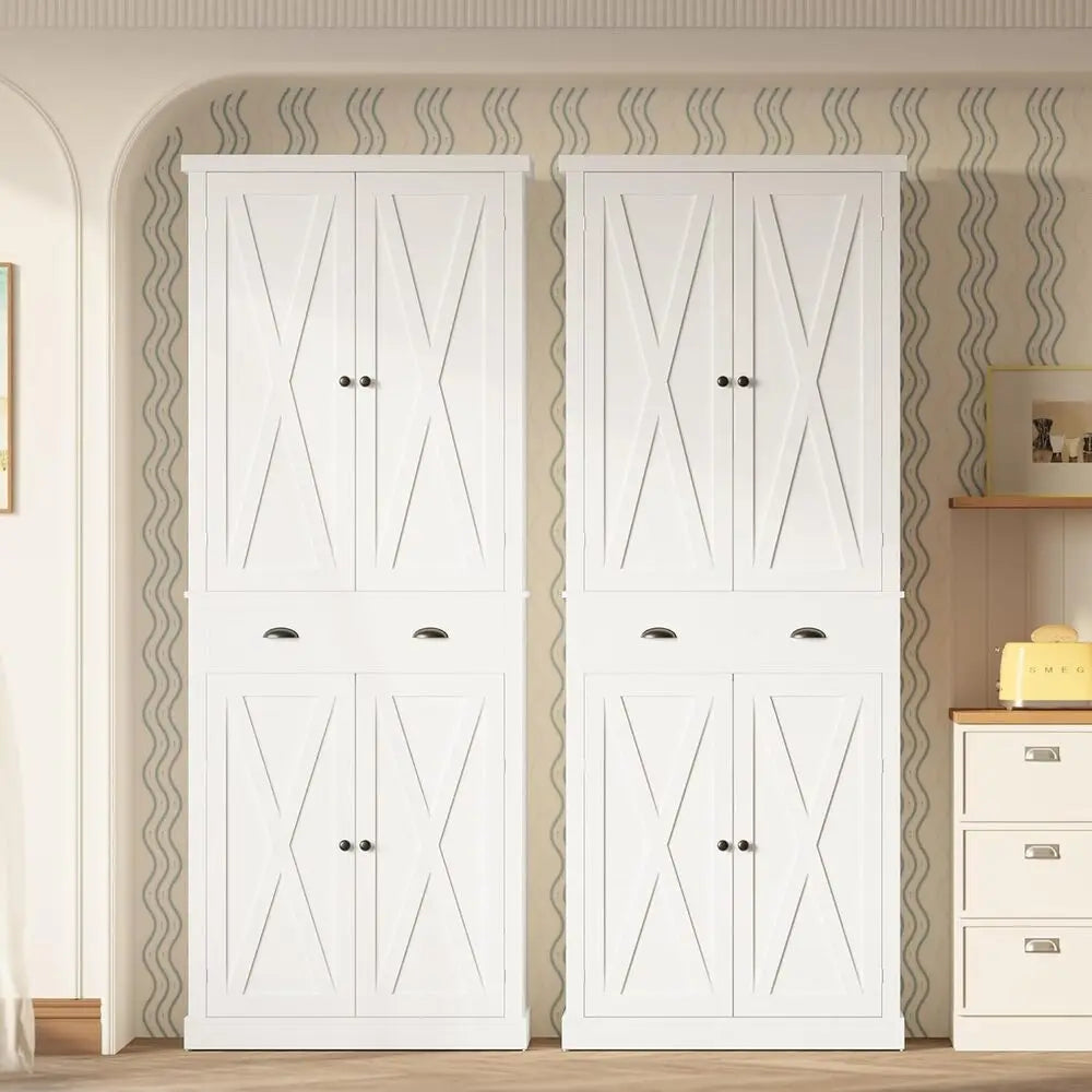 Ironck Kitchen Pantry Storage Cabinet Freestanding With Barn Doors