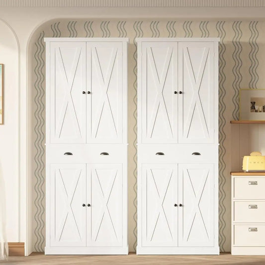 Ironck Kitchen Pantry Storage Cabinet Freestanding With Barn Doors