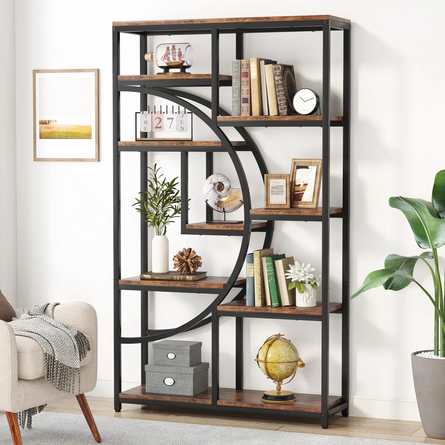 Tribesigns Industrial 5 Tier Etagere Bookcase Freestanding Organizer
