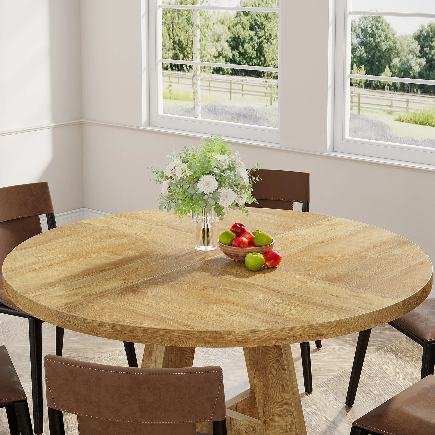 Tribesigns Round Dining Table For Four Farmhouse Kitchen