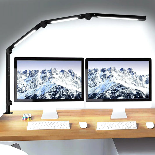 LED Desk Lamp With Clamp Flexible Swing Arm Brightness