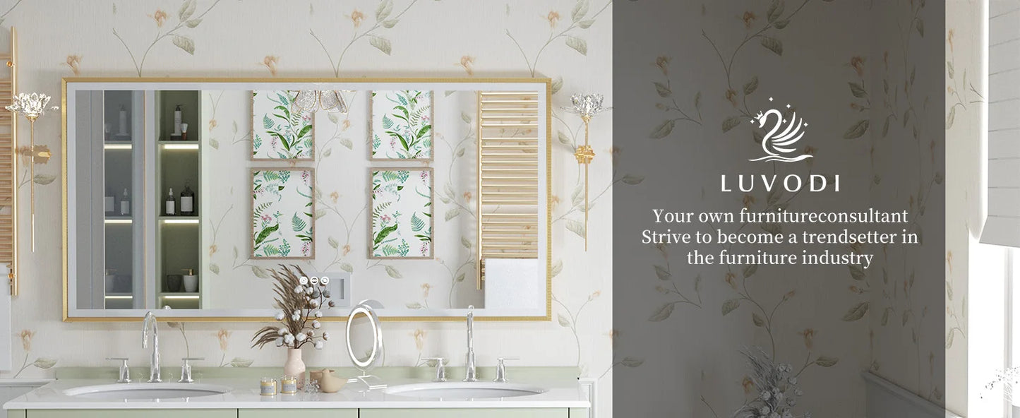 LED Bathroom Vanity Mirror With Aluminum Frame Front Lighted Modern