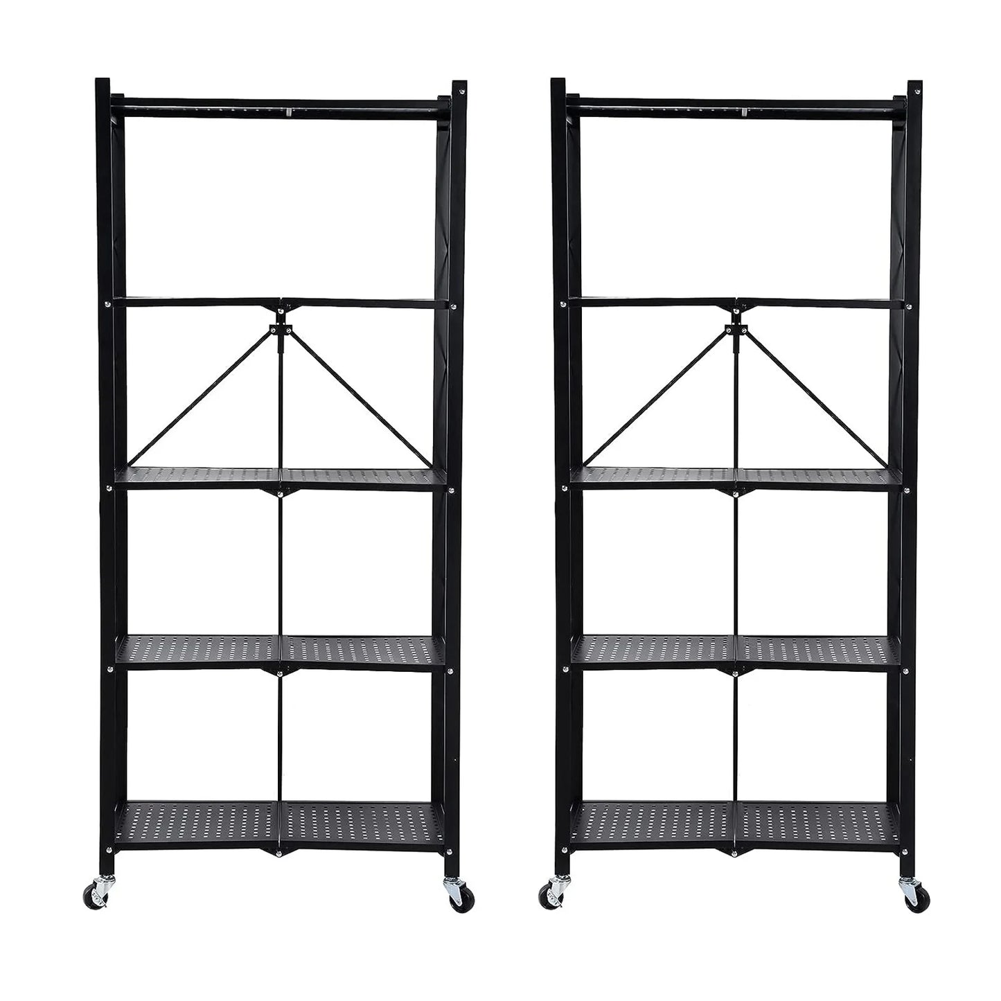 5 Tier Wheel Storage Shelving Unit Heavy Duty Metal Organizer