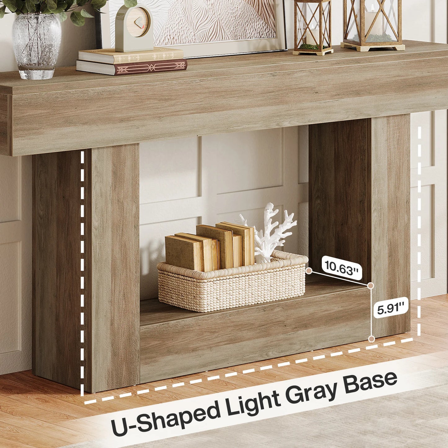 Tribesigns Farmhouse Console Table With U Shaped Base