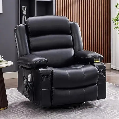 Rocker Recliner Chair With Heat Massage And 360 Degree Swivel