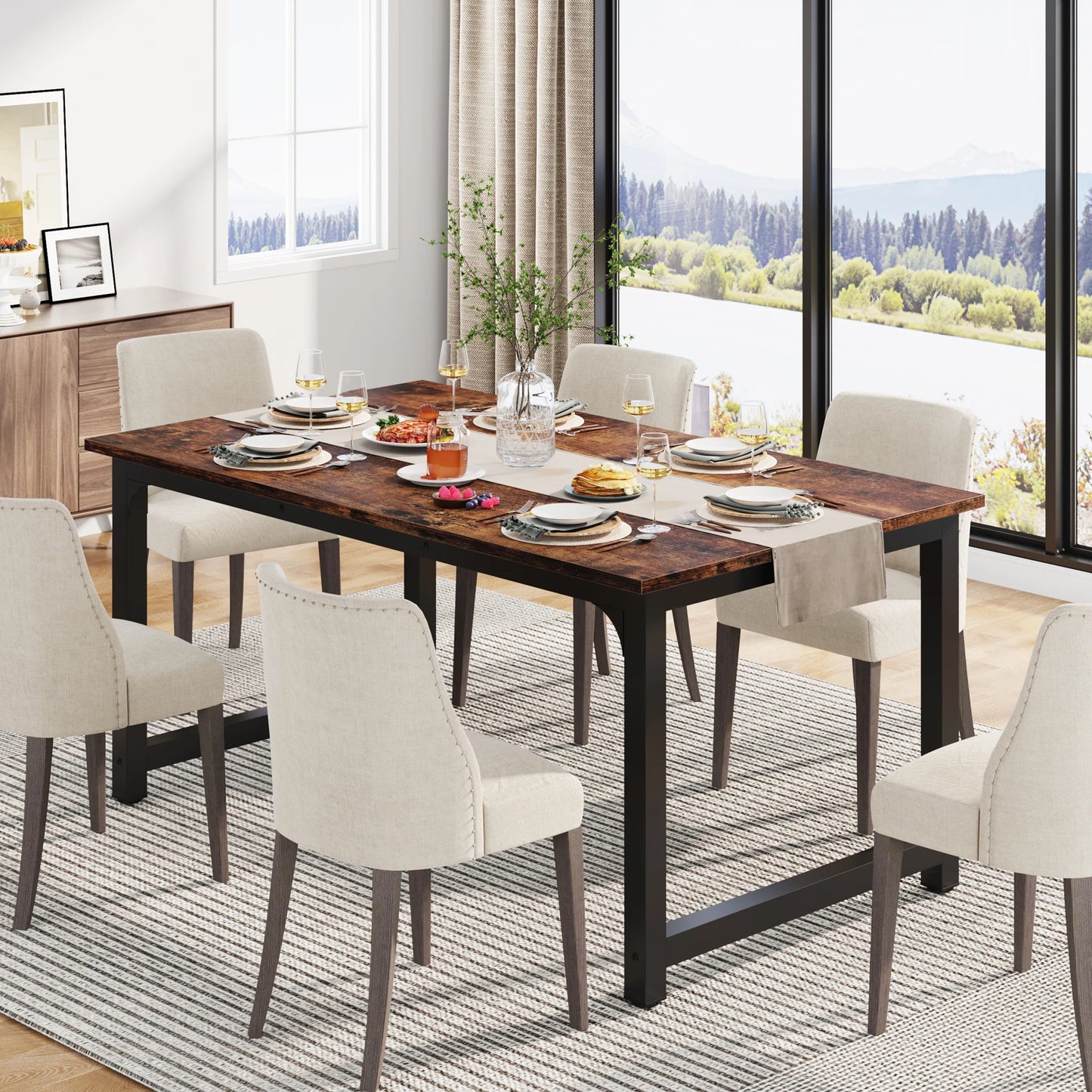 Tribesigns Rectangular Dining Table For 6 To 8 People