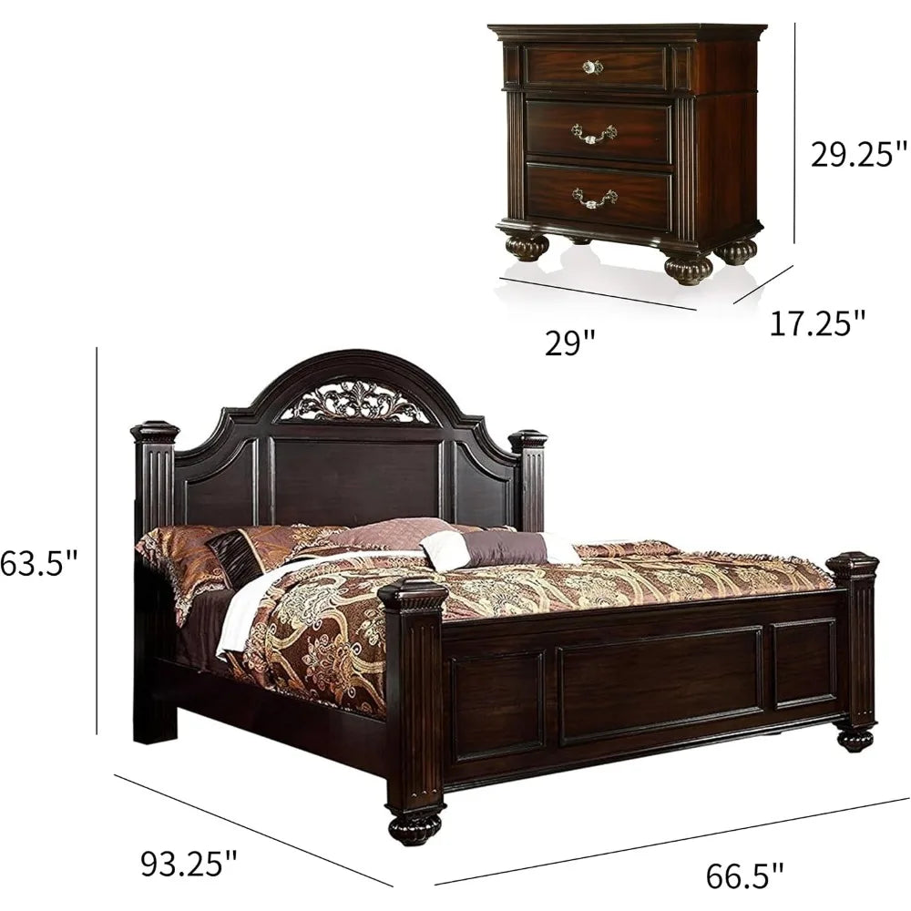 Hot sales24/7 Shop at Home Syracuse 6-Piece Traditional Solid Wood Bedroom Set with Chest, Mirrored-Dresser and 2 Nightstands, B