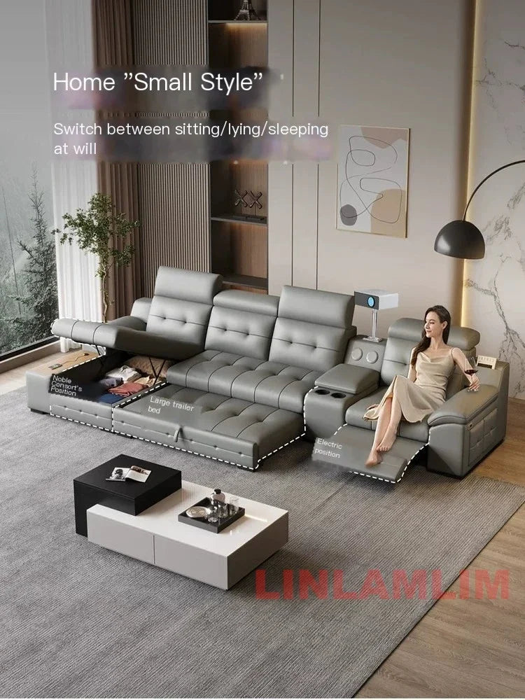Linlamlim Electric Reclining Sectional Sofa Bed With Cup Holder