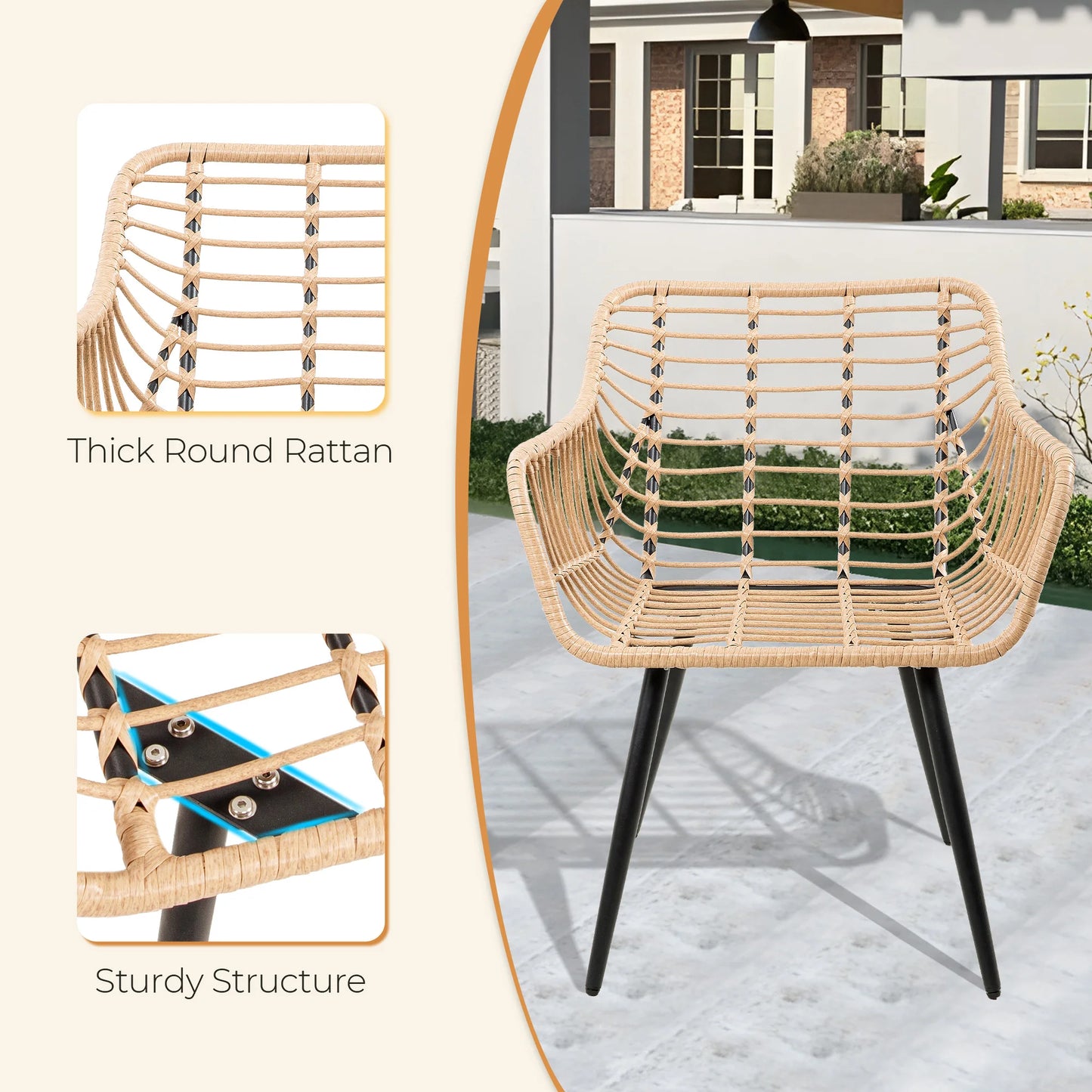 SEOGWISAM 5 Piece Patio Bistro Set Outdoor Wicker Conversation Set