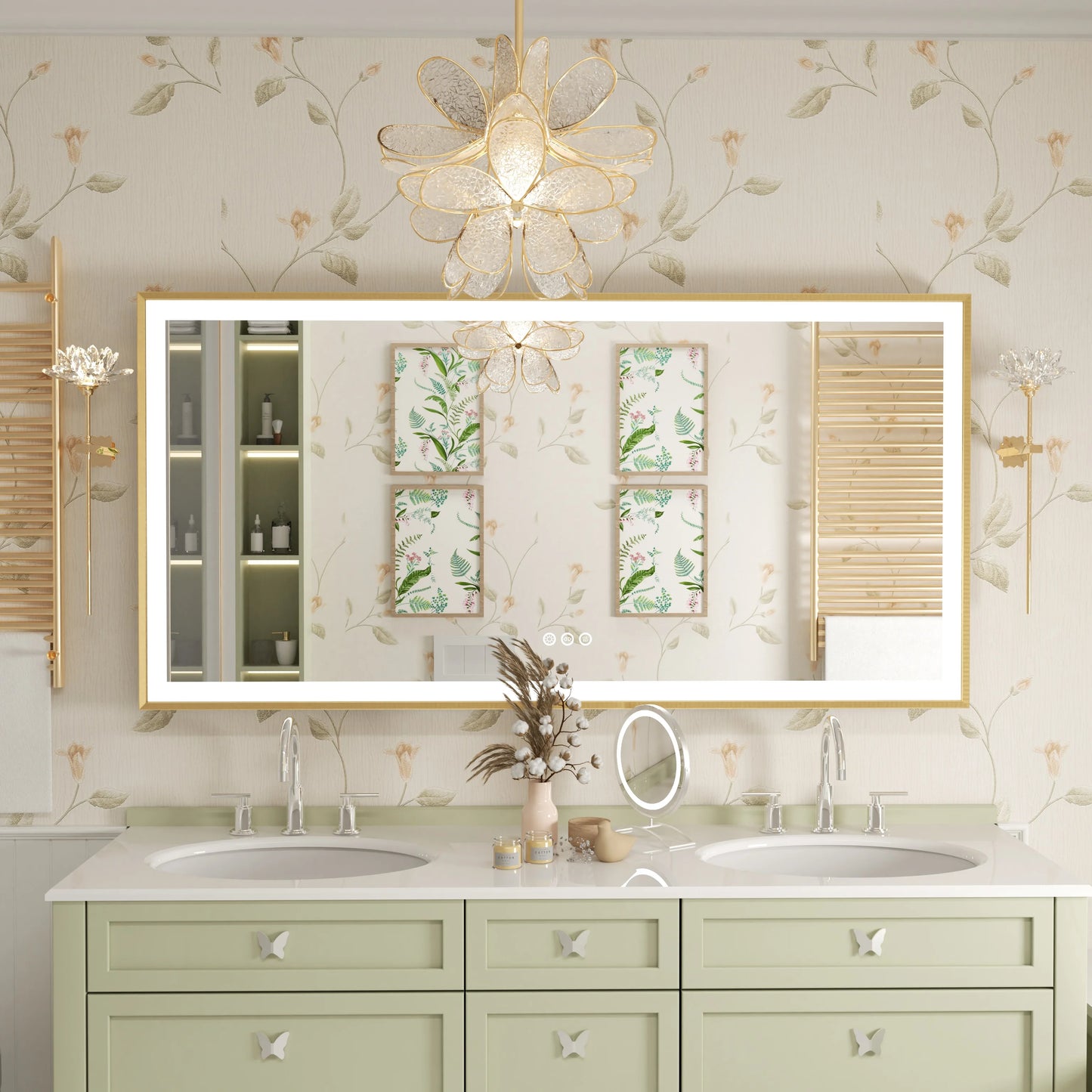 LED Bathroom Vanity Mirror With Aluminum Frame Front Lighted Modern