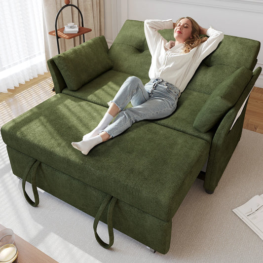 3-In-1 Convertible Sofa Bed With Pull-Out Loveseat And Backrest