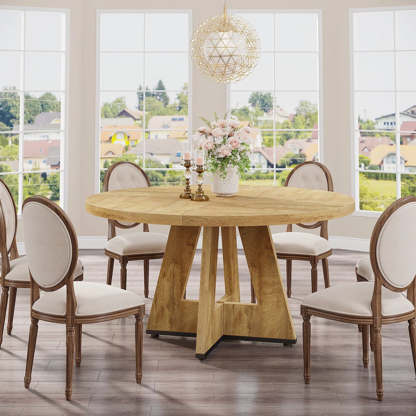 Tribesigns Round Dining Table For Four Farmhouse Kitchen