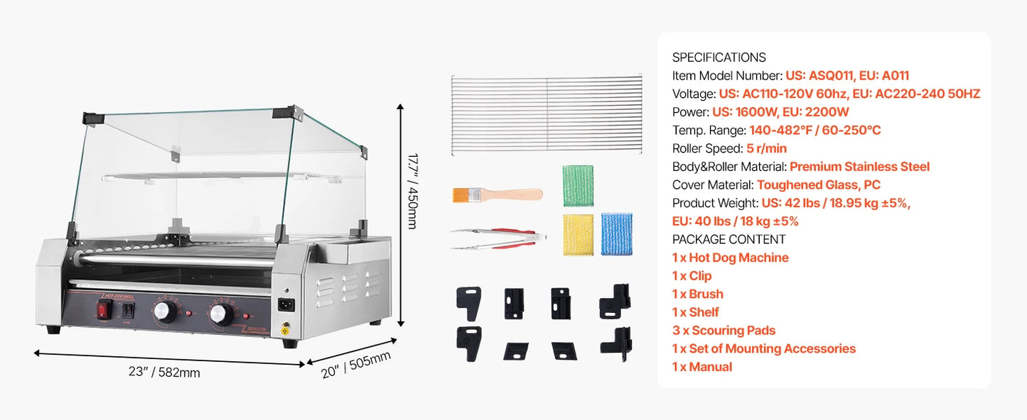 VEVOR Hot Dog Roller With Dual Temperature Control