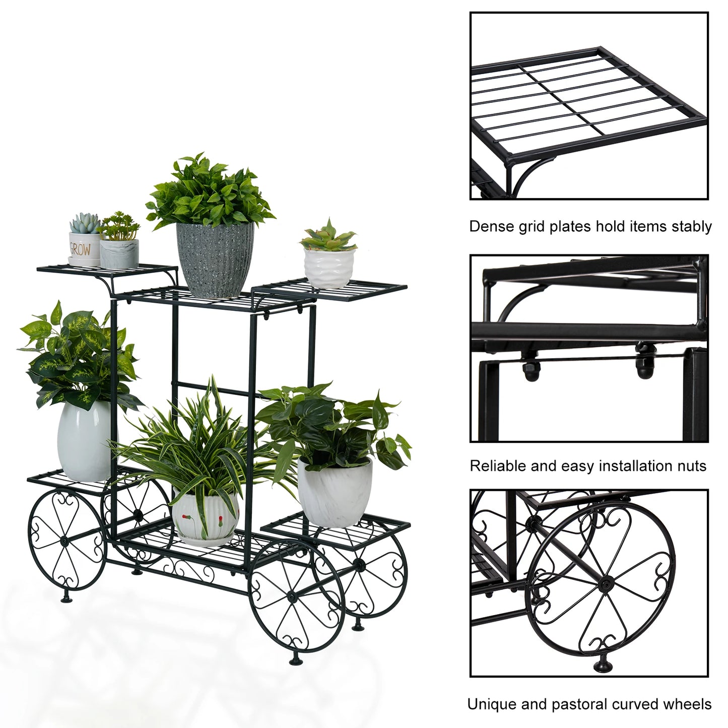 Metal Garden Plant Stand Parisian Style Flower Display Rack
