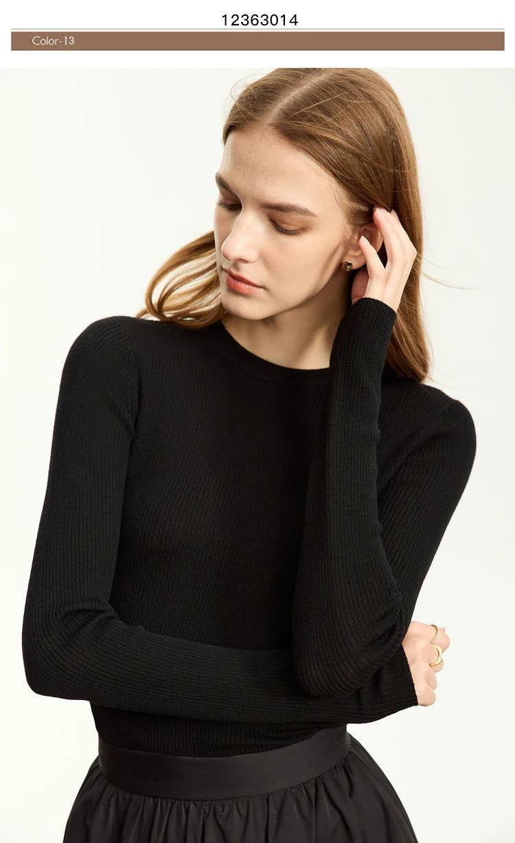 AMIICN Minimalism Women Sweater Slim Fit Turtleneck Warm Knit