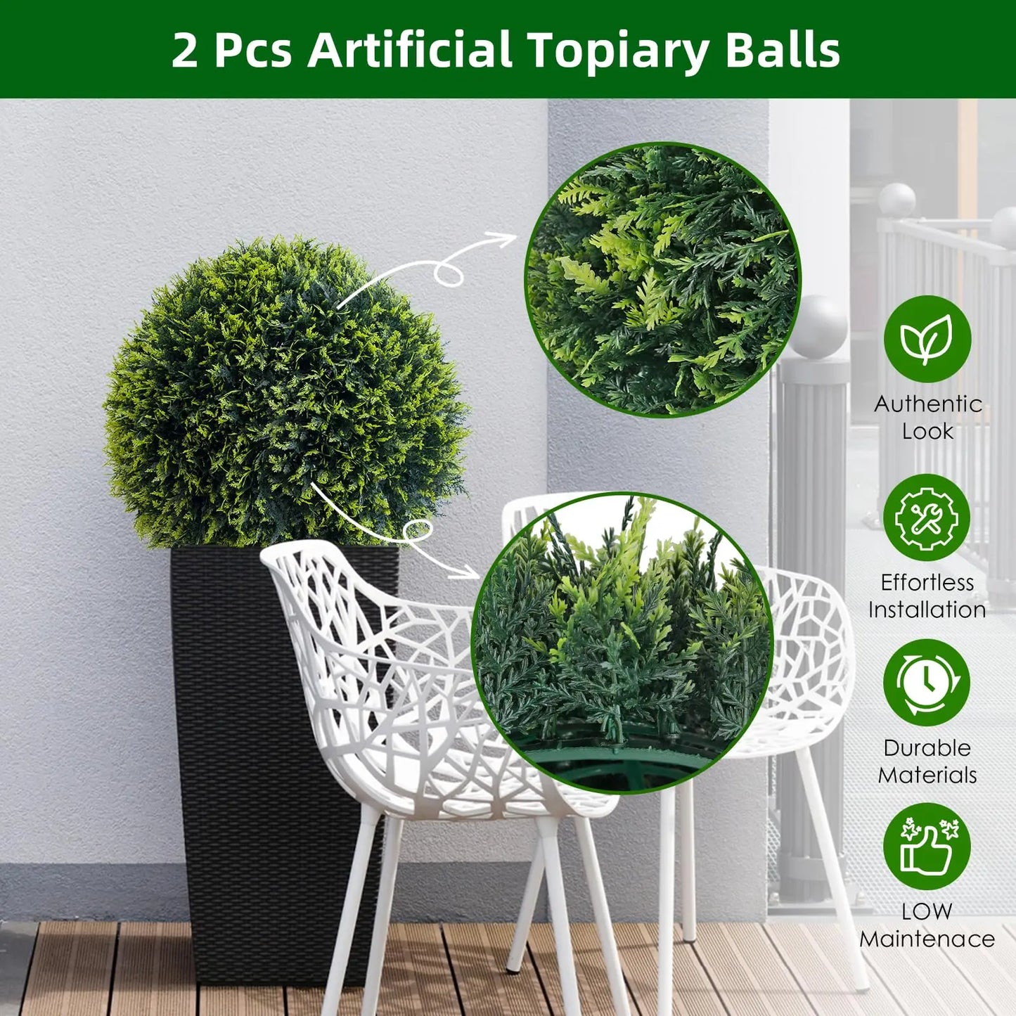 StudysetCN Artificial Topiary Balls Outdoor Set Of 2