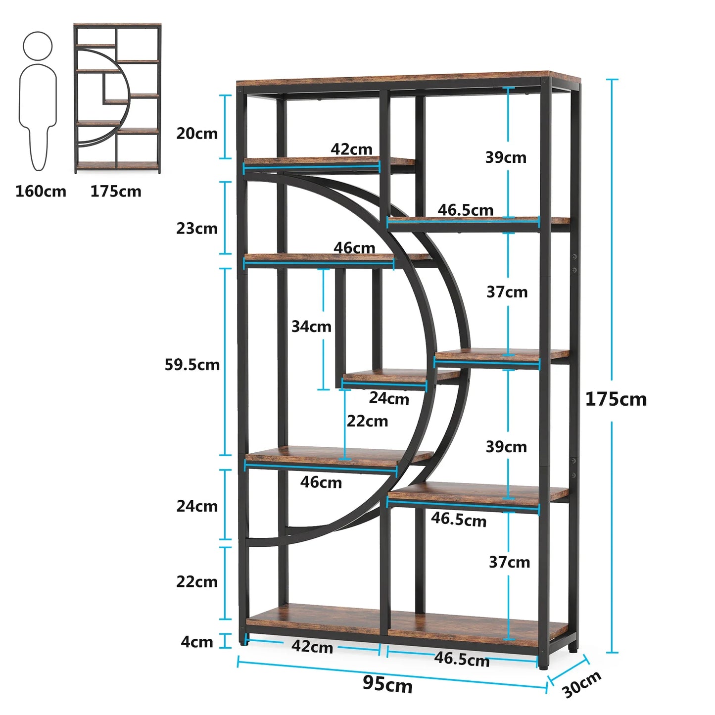 Tribesigns Industrial 5 Tier Etagere Bookcase Freestanding Organizer