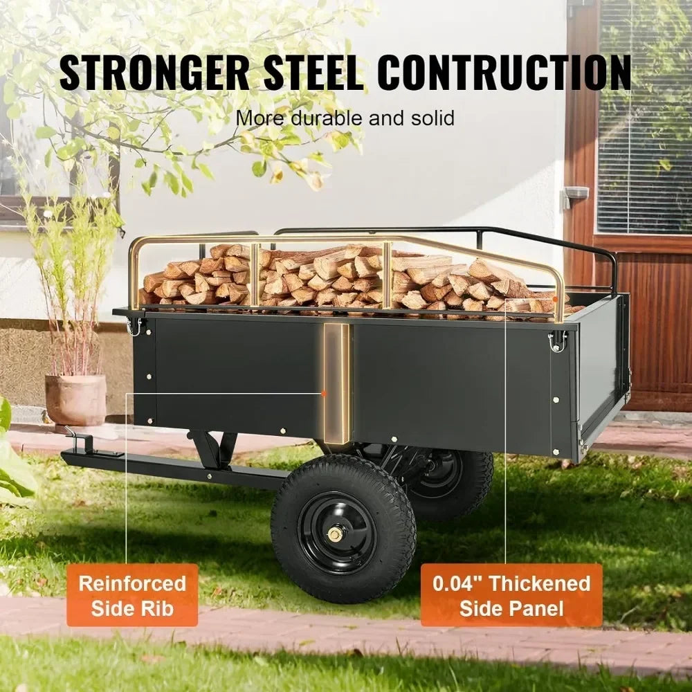 XMSJ Heavy Duty Dump Cart For ATV Trailer 750lb 15CuFt