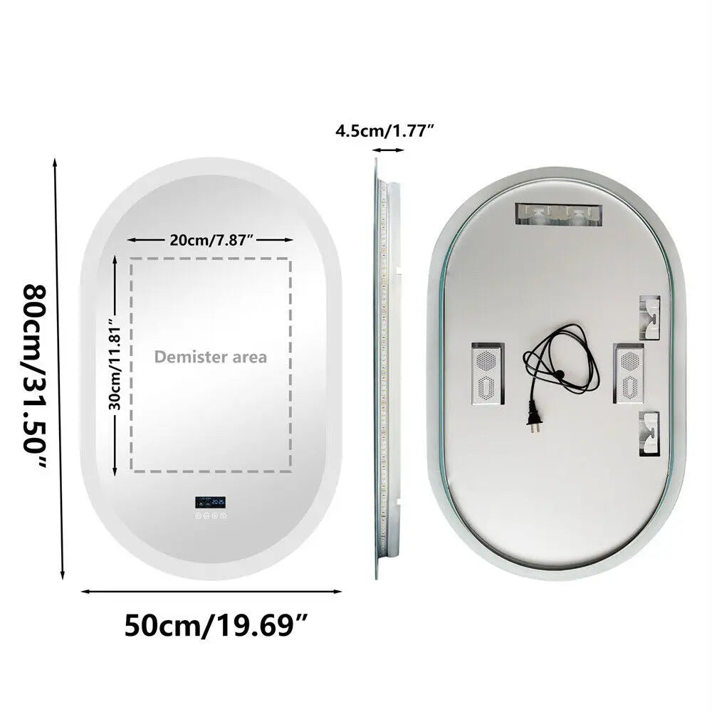 Borwart Oval LED Bathroom Mirror With Bluetooth And Anti Fog