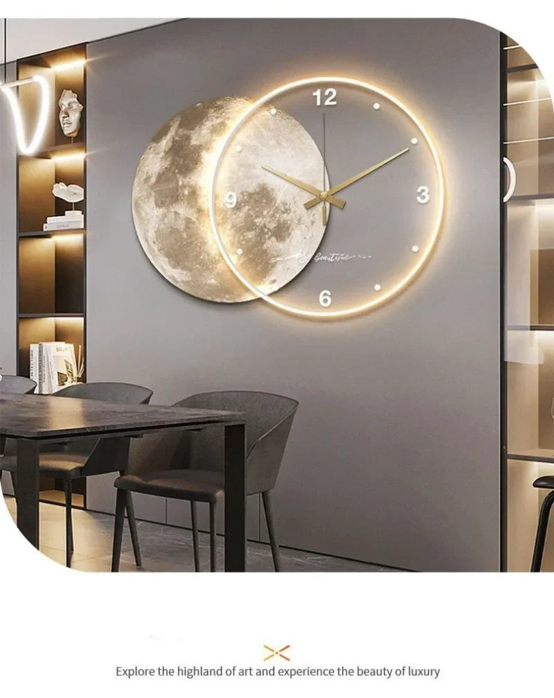 ZHUOLI Moon Earth Modeling LED Wall Clock With Silent Movement