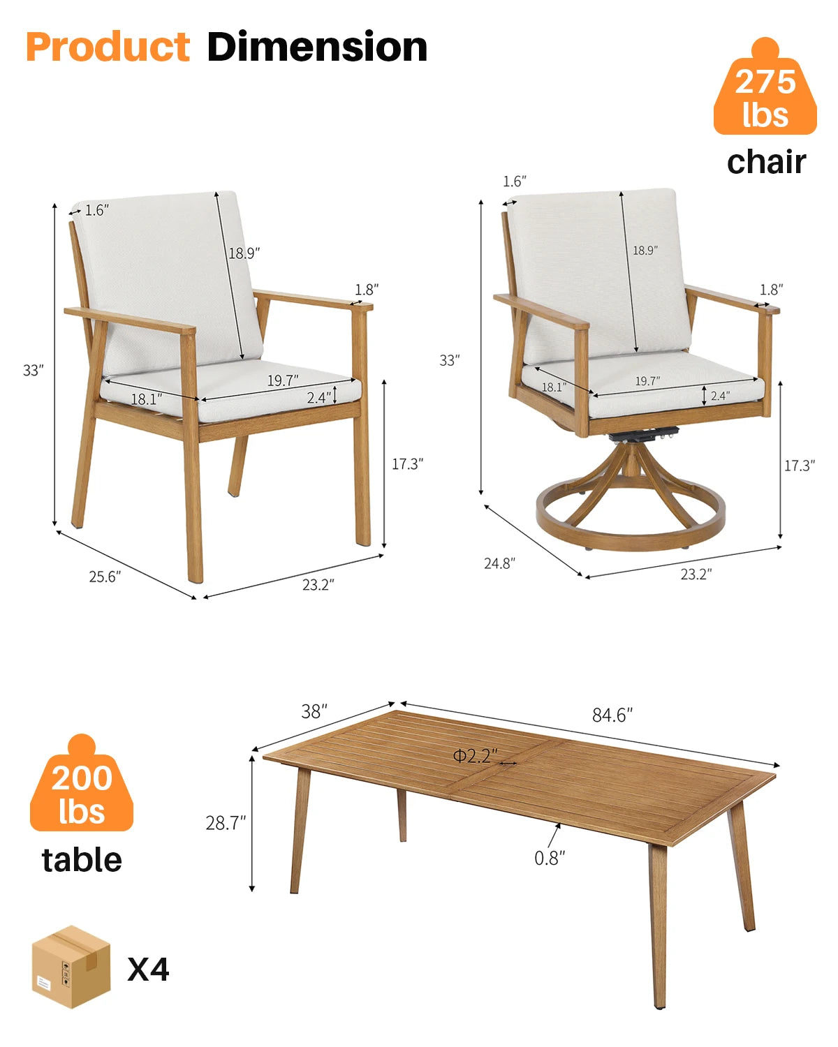SeeHill 9-Piece Patio Dining Set With Aluminum Table And Swivel Chairs