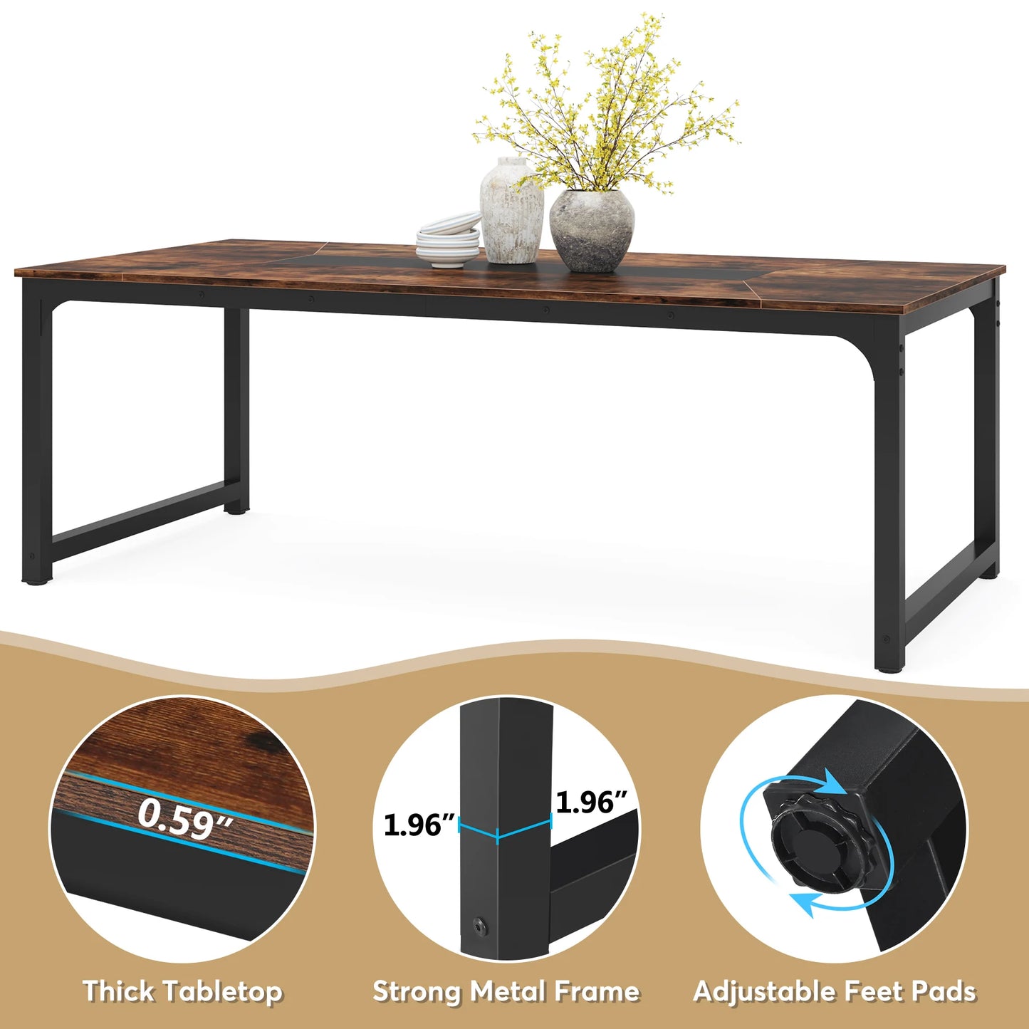 Tribesigns Rectangular Dining Table For 6 To 8 People
