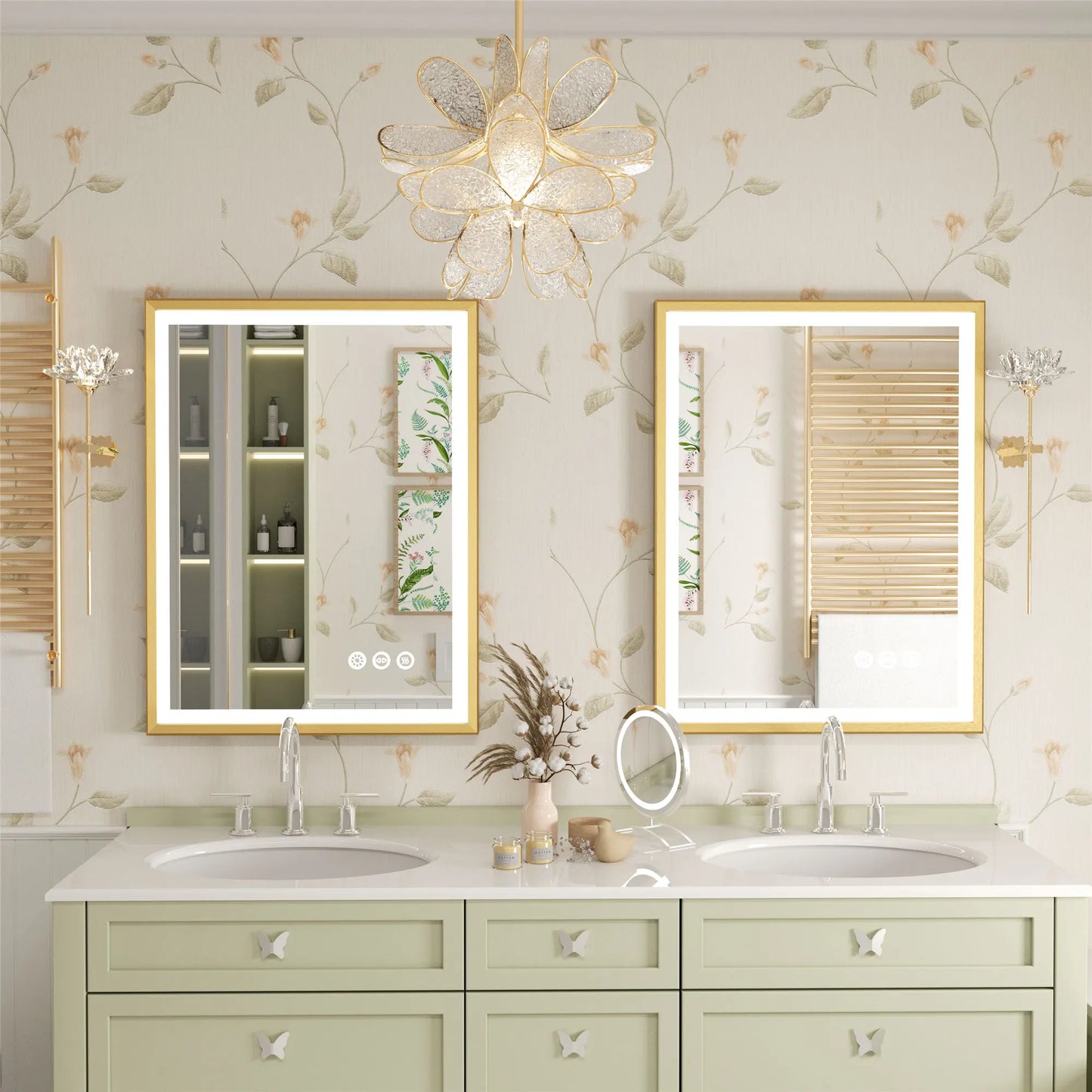LED Bathroom Vanity Mirror With Aluminum Frame Front Lighted Modern
