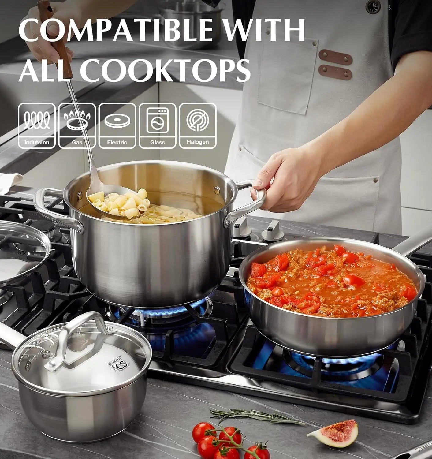 KOCH SYSTEME CS 10-Piece Stainless Steel Cookware Set Induction Ready