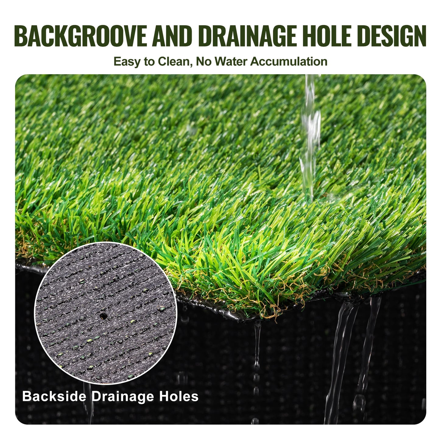 SucceBuy Artificial Grass Rug Outdoor Turf Door Mat Drainage Holes