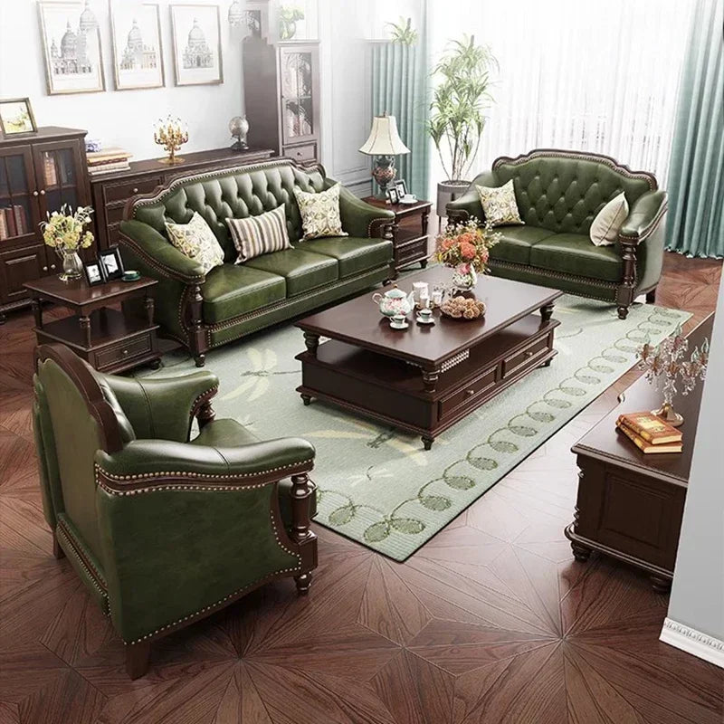Leather Sofa Set With Armchair And Recliner For Living Room