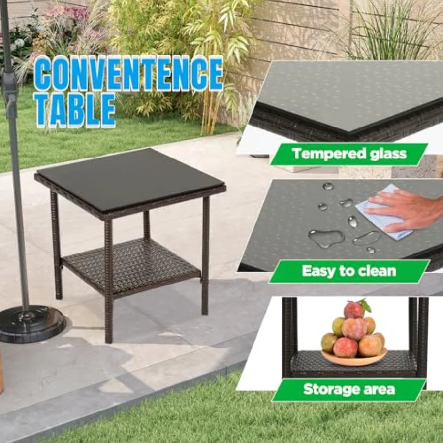 3-Piece Patio Set With Coffee Table Weather-Resistant Wicker