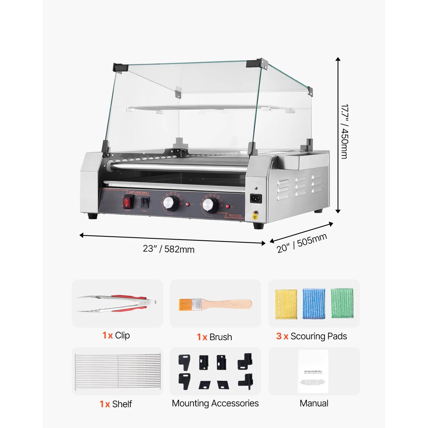 VEVOR Hot Dog Roller With Dual Temperature Control