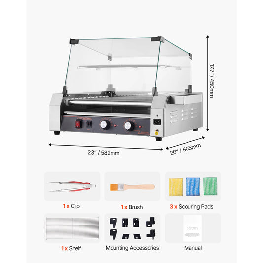 VEVOR Hot Dog Roller With Dual Temperature Control